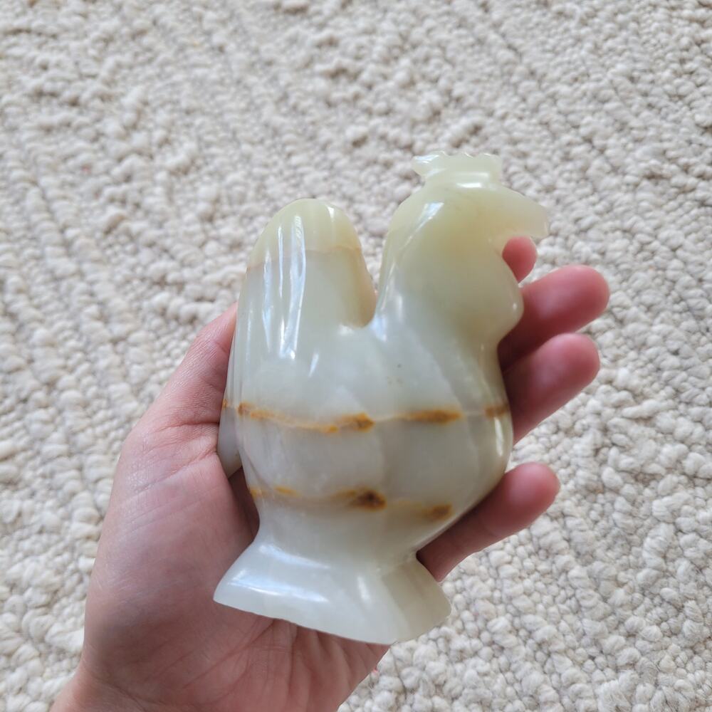 Onyx Stone Carved Rooster Figurine 4.5 inch